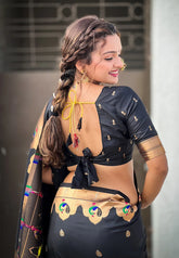 Womens Fashion Ethnic Paithani Black Color Sarees-MLSHWSA1935BLK