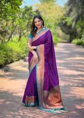 Womens Fashion Ethnic Kanjeevaram Violet Color Sarees-MLSHWSA1888VLT