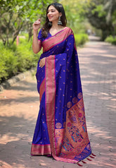 Womens Fashion Ethnic Paithani Violet Color Sarees-MLSHWSA1875VLT