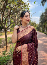 Womens Fashion Ethnic Banarasi Maroon Color Sarees-MLSHWSA1859MRN