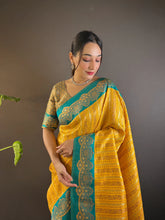 Womens Fashion Ethnic Kanjeevaram Yellow Color Sarees-MLSHWSA1852YLW