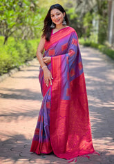 Womens Fashion Ethnic Kanjeevaram Purple Color Sarees-MLSHWSA1843PUP