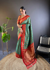 Womens Fashion Ethnic Kanjeevaram Green Color Sarees-MLSHWSA1847GRN