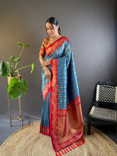 Womens Fashion Ethnic Kanjeevaram Blue Color Sarees-MLSHWSA1845BLU