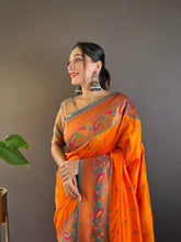 Womens Fashion Ethnic Paithani Orange Color Sarees-MLSHWSA1833ORG