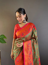 Womens Fashion Ethnic Paithani Green Color Sarees-MLSHWSA1831GRN