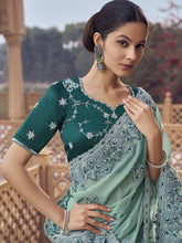 Womens Premium Fashion Ethnic Sea Green Color Saree-MLSHWSA2161SGR0ONE