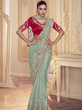 Womens Premium Fashion Ethnic Sea Green Color Saree-MLSHWSA2068SGR0ONE