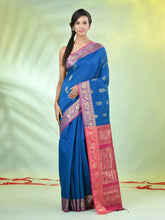 Navy Blue Cotton Saree With Ethnic Motifs-MA66BCT431080055
