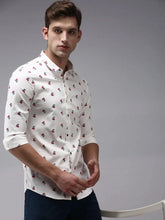 Men Beige Printed Casual Shirt-ORIGINPRINT-1750-Cream