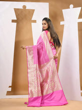 Lilac Silk Banarasi Saree With Ethnic Motifs And Woven Designs-MA53BSL441050025