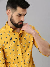 Men Yellow Printed Casual Shirt-STANDARDPRINT-1296-Yellow