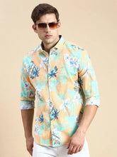 Men Orange Printed Casual Shirt-JORDANPRINT-4893-Orange