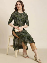 Women Straight Green Bandhani Kurta-GW-703-Green