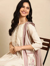 Women's Beige Printed Kurta SetKC-3331-Beige