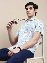 Men Blue Floral Casual Shirt-GEORGE-1641-Blue