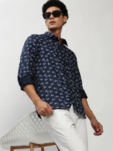 Men Navy Printed Casual Casual Shirts-YAYIN-1575-Navyblue