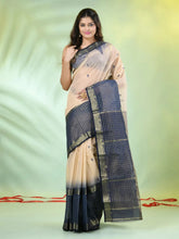 Navy Blue Cotton Saree With Ethnic Motifs-MA66BCT431080054