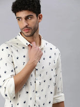 Men Cream Printed Casual Shirt-STANDARDPRINT-1306-Cream