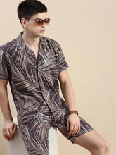 Men Grey Printed Casual Co ord Set-BLACKBERRY-1682-Taupe