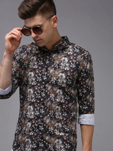 Men Black Printed Casual Shirt-KELVENPRINT-1395-Black