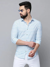 Men Blue Striped Casual Shirt-COMPACTSTRIPE-4796-Blue