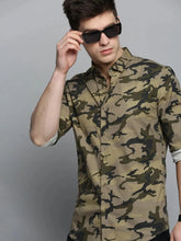 Men Green Printed Casual Shirt-RDPRINT-3007-Olive