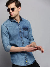 Men Blue Solid Casual Shirt-OPPODENIM-4466-2-Blue