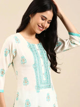 Women's Cream Floral Kurta SetKC-794-Cream