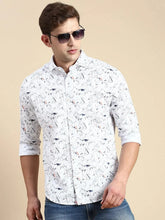 Men White Printed Casual Shirt-FLORIDAPRINT-4956-White