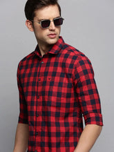 Men Red Checked Casual Shirt-BOXERCHECKS-3345-Red