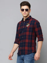 Men Navy Checked Casual Shirt-NEOCHECKS-5176-Navyblue