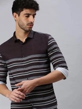 Men Black Striped Casual Shirt-RYANSTRIPE-1080-Black
