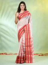 Off White Cotton Ikat Saree With Ganga Jamuna Border-MA66BCT431380033