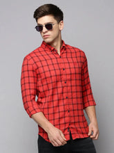 Men Red Checked Casual Shirt-AVACHECKS-5035-Red