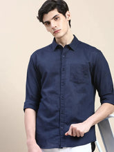 Men Navy Solid Casual Shirt-SWALLOW-1769-Navyblue