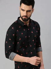 Men Black Printed Casual Shirt-GOLDENPRINT-1219-Black