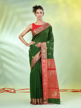 Hot Pink Cotton Saree With Zari Borders-MA64BCT401190040