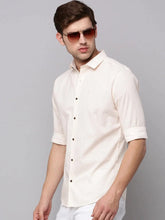 Men Cream Printed Casual Shirt-HARPERPRINT-1698-Cream