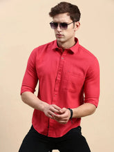 Men Magenta Solid Casual Shirt-ALONZOPLAIN-5252-Magenta