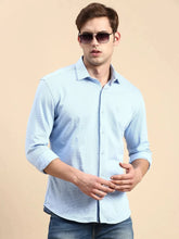 Men Blue Solid Casual Shirt-CELLOKNITS-4972-Blue