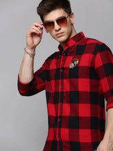 Men Red Checked Casual Shirt-COLLINSCHECKS-4047-Red