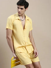 Men Yellow Solid Casual Co ord Set-AM-90-20-Yellow