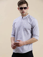 Men Purple Checked Casual Shirt-LAVINIA-1162-Lavender