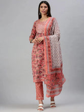 Women's Peach Printed Kurta SetsS361-Peach