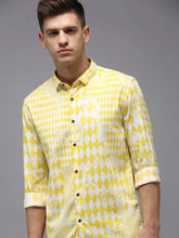 Men Yellow Printed Casual Shirt-PARKERPRINT-1533-Yellow