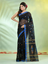 Black Cotton Saree With Zari Borders-MA64BCT401190051