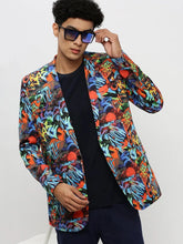 Men Orange Printed Blazer-SOBLZ-85-03-Orangeblue