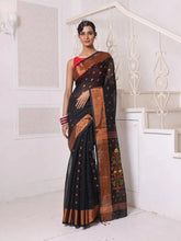 Black Cotton Saree With Ethnic Motifs-MA66BCT431080056