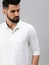 Men White Self Design Casual Shirt-VANISHDOBBYSHIRT-1015-White